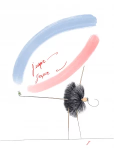 Image d'un personnage abstrait qui inspire et expire pour la page actualités yoga ambiance et sens.